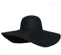 Women's Ridge Wide Floppy Brim Summer Beach Sun Hat Straw Cap Party Garden Travel (Black)