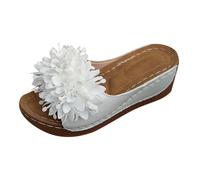 Women's Sandals & Slides Orthopedic Sandals for Women UK Bohemian Floral Wedge Slides for Plantar Fasciitis Non-Slip Open Toe Slippers Comfy Mules Holiday Beach Shoes Fashion Ladies Summer Clogs