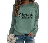 Women's Science Graphic Sweatshirts Teacher Shirts Long Sleeve Crewneck Loose Casual Lightweight Pullovers Tops