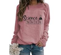 Women's Science Graphic Sweatshirts Teacher Shirts Long Sleeve Crewneck Loose Casual Lightweight Pullovers Tops
