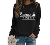 Women's Science Graphic Sweatshirts Teacher Shirts Long Sleeve Crewneck Loose Casual Lightweight Pullovers Tops