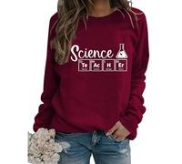 Women's Science Graphic Sweatshirts Teacher Shirts Long Sleeve Crewneck Loose Casual Lightweight Pullovers Tops
