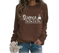 Women's Science Graphic Sweatshirts Teacher Shirts Long Sleeve Crewneck Loose Casual Lightweight Pullovers Tops
