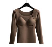 Women's Seamless Thermal Tank Top with Built-In Bra - Ultra Soft Fleece Material for Maximum Warmth, High Stretch Design (Coffe,XL)