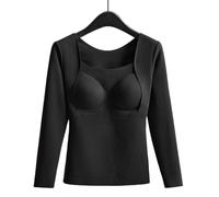 Women's Seamless Thermal Tank Top with Built-In Bra - Ultra Soft Fleece Material for Maximum Warmth, High Stretch Design (Black,M)