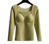Women's Seamless Thermal Tank Top with Built-In Bra - Ultra Soft Fleece Material for Maximum Warmth, High Stretch Design (Green,L)
