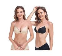 Women's Self Adhesive Bras, 2 Pack Reusable Invisible Self Adhesive Bras for Evening Dresses, Size B