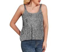 Women's Sequin Camisole Tank Top Summer Fashion Sparkly Sleeveless Blouse Sexy Party Club Wear Shiny Glitter Vest Tops for Girls Ladies