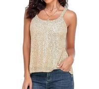 Women's Sequin Camisole Tank Top Summer Fashion Sparkly Sleeveless Blouse Sexy Party Club Wear Shiny Glitter Vest Tops for Girls Ladies
