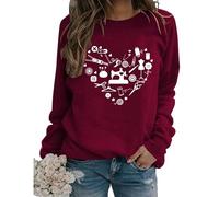 Womens Sewing Tools Cute Heart Graphic Sweatshirt, Sewing Lover Gift, Funny Sewing Pullover Shirts, Crew Neck Tops