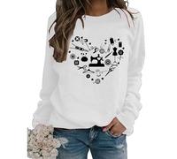 Womens Sewing Tools Cute Heart Graphic Sweatshirt, Sewing Lover Gift, Funny Sewing Pullover Shirts, Crew Neck Tops