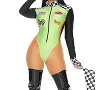 Women's Sexy Green Racecar Driver Fancy Dress Costume Small/Medium