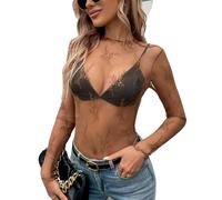 Women's Sheer Mesh Long Sleeve Top Floral Lace See Through Blouse Slim Fit Mock Neck Shirt Sexy Clubwear Party Outfit Summer Beach Cover Up