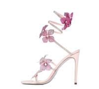 Women's Shimmering Crystals Summer Shoes Tassel Crystal Sexy Banquet Party Twin Stiletto Large Sandals(Purple,42)