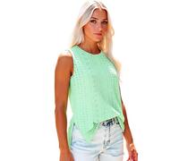 Women's Sleeveless Eyelet Lace Tank Top Casual Summer Loose Fit Round Neck Blouse with Side Slits Black Plus Size Tunic Shirt for Vacation Beach Wear