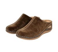 Women's Slip-On Closed Toe Chunky Sandals,Comfortable Low Heel Orthopedic Sandals with Arch Support Slip on Shoes,Heeled Block Platform Mid Heels Sandal Slippers Mules