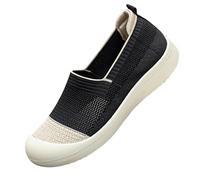 Womens Slip on Trainers Comforble Wide Toe Box Walking Shoes with Arch Support,Lightweight Closed Toe Barefoot Sneaker, Casual Soft Sole Breathable Shoes, Mesh Up Athletic Shoes