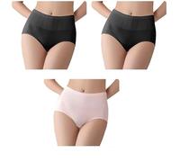 Women'S Soft Period Panties Menstrual Cotton Panty Heavy Flow Postpartum Knickers Extra Protection Teenage Girls First Starter Kit Breathable Underwear Comfortable Briefs 3-Pack Black/Black/Light Pin