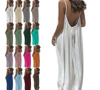 Women's Solid Color Backless Cami Nightdress Cami Lounge Dress Backless Summer Casual Sleeveless House Dress for Women (K,XXL)