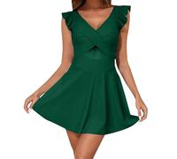 Women's Solid Color Bikini Dress Bikini Suit Sexy Lace Skirt Skirt Swimsuit Set Disfraz Cuadritos, Verde, S