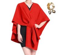 Women's Solid Color Cape Shawl, Elegant Open Front Knit Poncho Cardigan, Plus Size Knit Wraps for Fall Winter