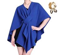 Women's Solid Color Cape Shawl, Elegant Open Front Knit Poncho Cardigan, Plus Size Knit Wraps for Fall Winter