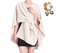 Women's Solid Color Cape Shawl, Elegant Open Front Knit Poncho Cardigan, Plus Size Knit Wraps for Fall Winter