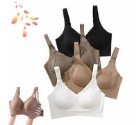 Women's Solid Color Four Rows Adjustable Wireless Bra,Women Bras Seamless Wirefree Push-Up Antisagging (4pcs-A,M)