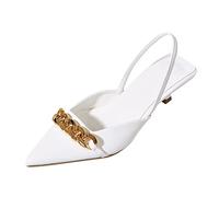 Women's Solid Color Leather Metal Buckle Pointed Toe Middle Heel Casual Shoes Court Shoes Dress High Heel Stilettos Wedding Party Work Pumps E-179
