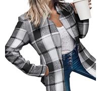 Women's Solid Color Pocket Long Sleeve Open Front Coat Casual Business Work Twill Blazer Jacket for Women, Slim Fit (Gray,S)