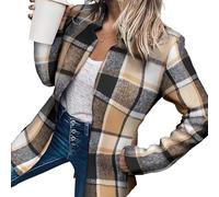 Women's Solid Color Pocket Long Sleeve Open Front Coat Casual Business Work Twill Blazer Jacket for Women, Slim Fit (Khaki,S)