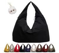 Women'S Solid Color Textured Draped Tote Bag, Stellaya Textured Draped Tote Bag, Large Capacity Tote With Zipper (Black,One size)