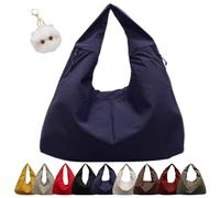 Women'S Solid Color Textured Draped Tote Bag, Stellaya Textured Draped Tote Bag, Large Capacity Tote With Zipper (Blue,One size)