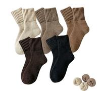 Women's Solid Mid-Calf Socks - Cozy Slouchy Socks for Women with Retro Design - Ideal Women Holiday Gift (5Pcs-Mixed)