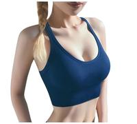 Women's Sports Bra 2026 Workout Tank Padded with Built-in Shelf Yoga Strappy, Blue, S(Blue,XL)