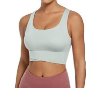 Women's Sports Bra Without Steel Rings Ruffle Yoga Beauty Vest Built-in Firm Chest Pad Fitness Lift Rating, Gray, L(D,S)