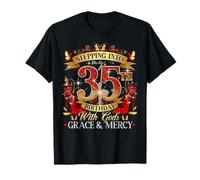 Womens Stepping Into My 35th Birthday With Grace & Faith Camiseta