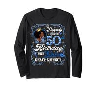 Womens Stepping Into My 50th Birthday With Grace & Faith Manga Larga