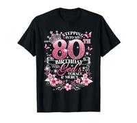 Womens Stepping Into My 80th Birthday with Grace & Faith Camiseta