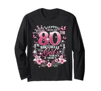 Womens Stepping Into My 80th Birthday with Grace & Faith Manga Larga