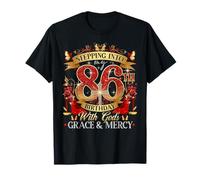 Womens Stepping Into My 86th Birthday With Grace & Faith Camiseta