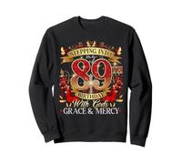 Womens Stepping Into My 89th Birthday With Grace & Faith Sudadera