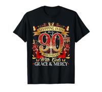 Womens Stepping Into My 90th Birthday With Grace & Faith Camiseta