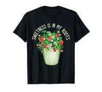 Womens Strawberry Plant Lover Sweetness Is In My Roots Camiseta