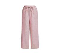 Womens Striped Wide Leg Pants Elastic Waist Drawstring Casual Trousers (Red,M)
