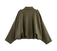 Women's Suede Bomber Jacket, 2025 Casual Lapel Pilot Cropped Coat Long Sleeves Trendy Streetwear Outerwear (M,Army green)