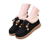 Women's Suede Platform Loafers with Fur Lined Fashion Suede Furry Collar Slip On Winter Ankle Boots Winter Outdoor Daily Work Walking Shoes (Black,37)