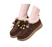 Women's Suede Platform Loafers with Fur Lined Fashion Suede Furry Collar Slip On Winter Ankle Boots Winter Outdoor Daily Work Walking Shoes (Coffee,36)