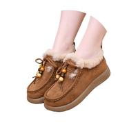 Women's Suede Platform Loafers with Fur Lined Fashion Suede Furry Collar Slip On Winter Ankle Boots Winter Outdoor Daily Work Walking Shoes (Brown,40)