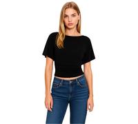 Women's Summer Batwing Sleeve Crop Top Casual Boat Neck Ruched Side Tie Waist Short tee Shirt Fashion Loose Fit Blouse for Daily Wear